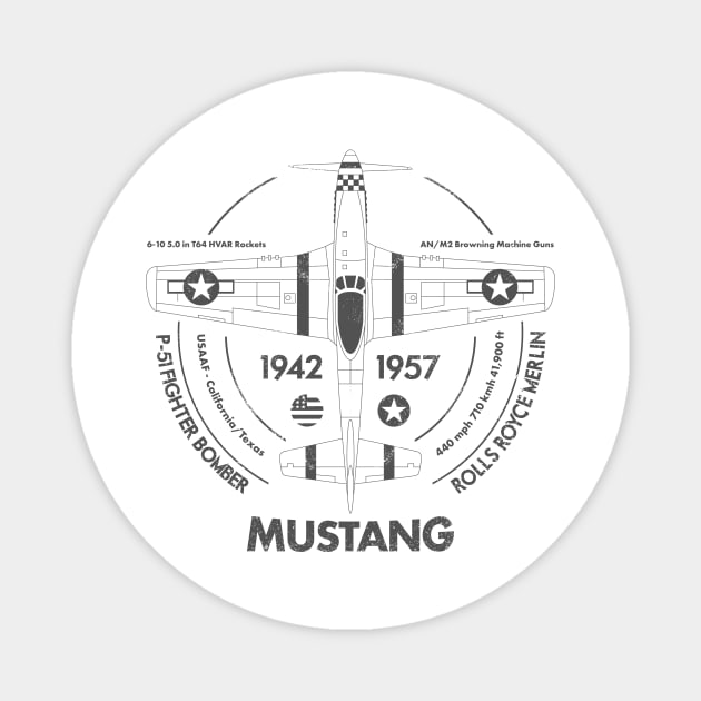 Vintage P51 Mustang USAAF WW2 Fighter Plane Magnet by SilverfireDesign